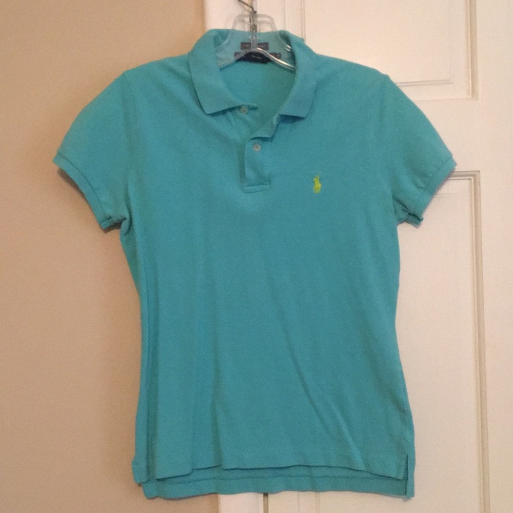 Ralph Lauren aqua blue skinny fit polo